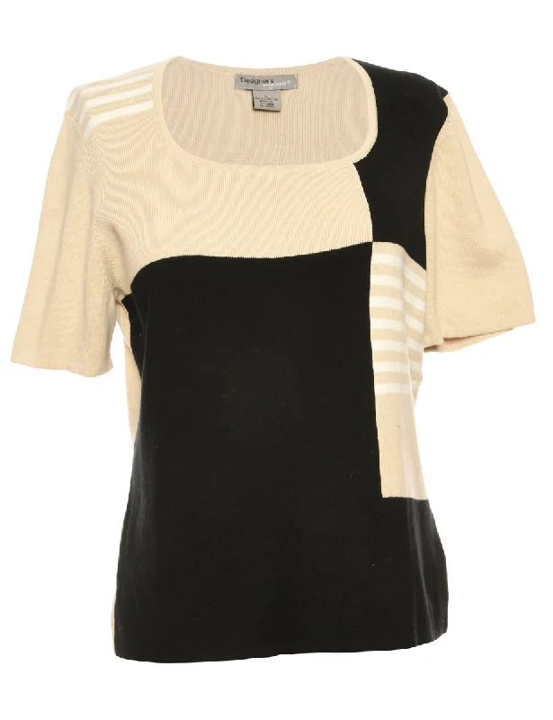Black Short Sleeve Jumper - L Cashmere