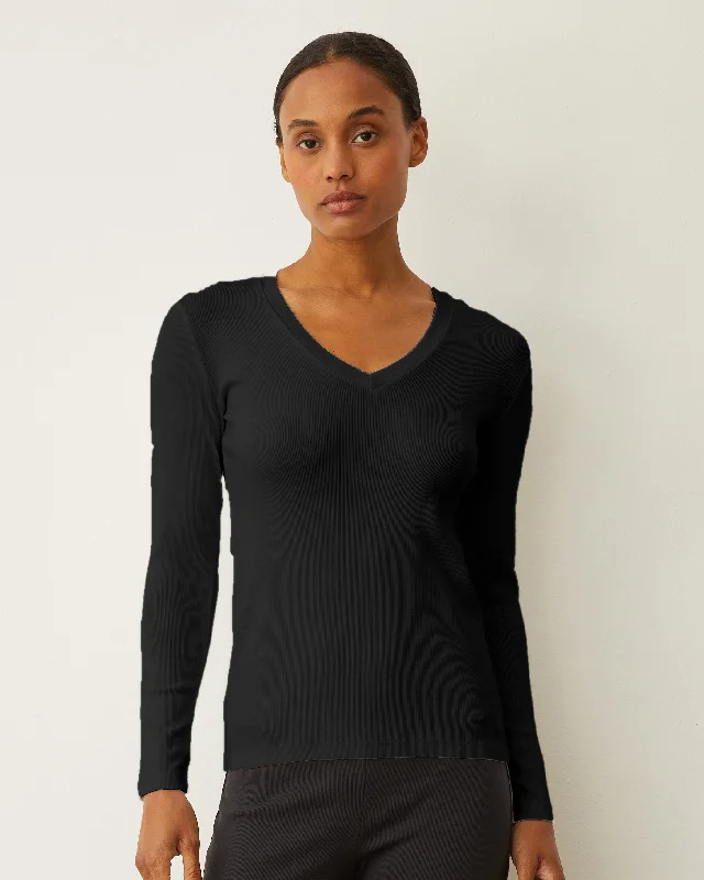 Supimaluxe Rib Long Sleeve V Neck Stylish Women's Tropical 