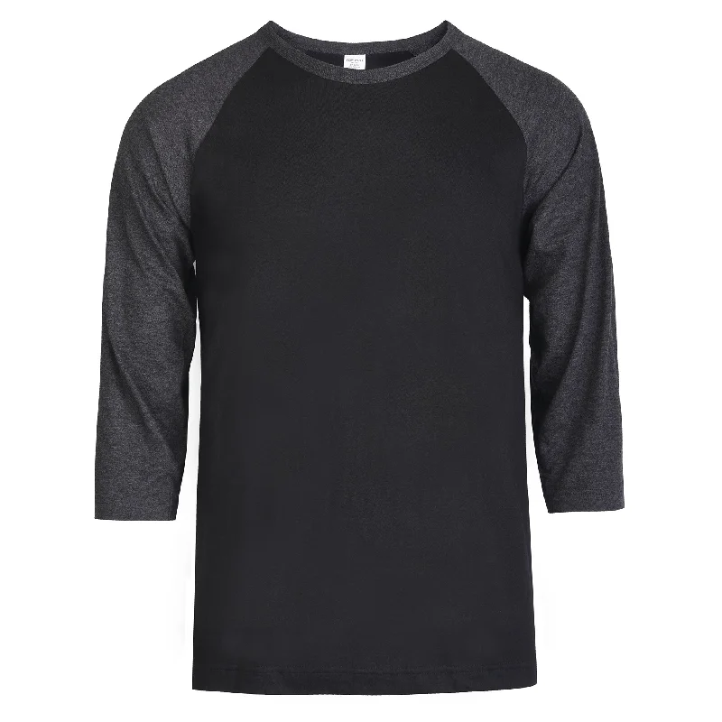 TOP PRO MEN'S 3/4 SLEEVE BASEBALL TEE (MBT001_C.GR/BLK) Gym