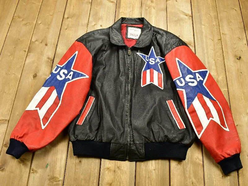 Vintage 1980s Michael Hoban Where M I USA Leather Jacket Sporty Women's Tennis