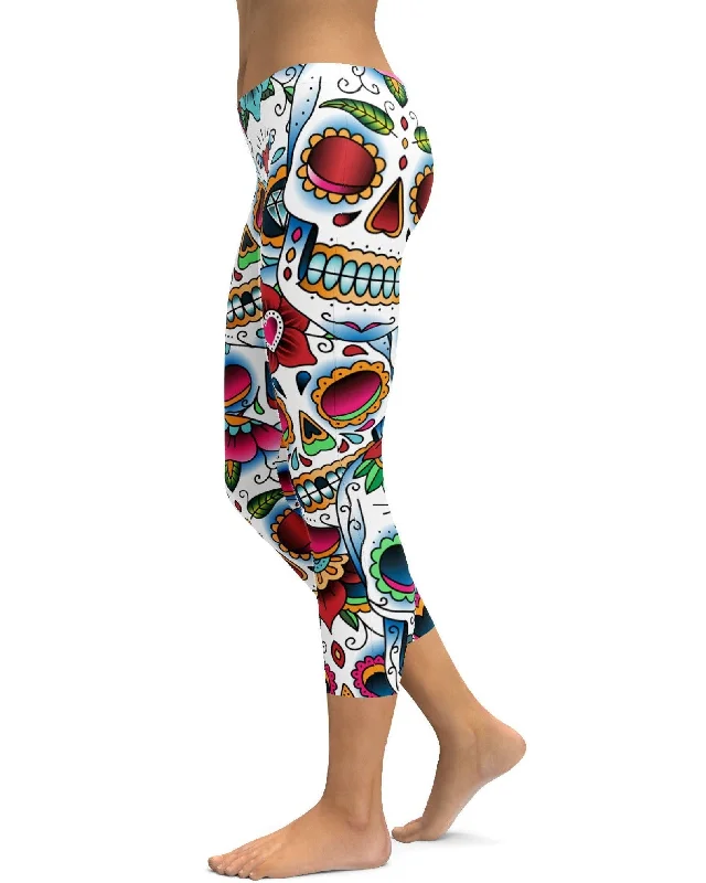 Colorful Dead - Sugar Skull Capris Geometric