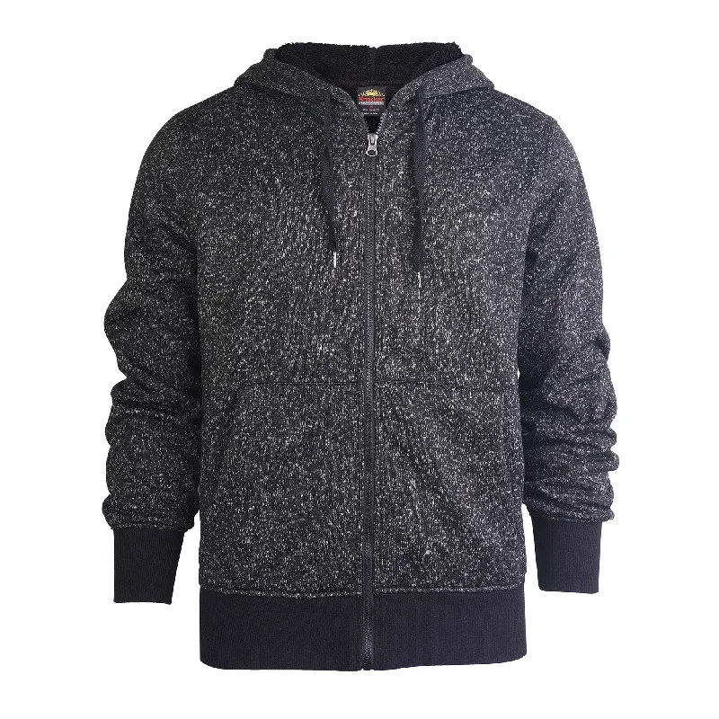 KNOCKER MEN'S SHERPA FLEECE ZIPPER HOODIE (HD5000_BKW) Sleek Women's 