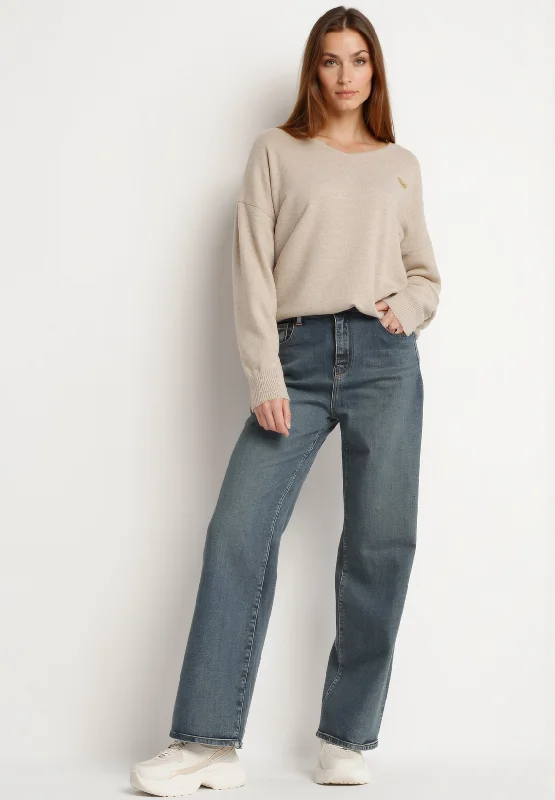 Jean coupe large bleu délavé taille haute Rugged Women's Outdoor 
