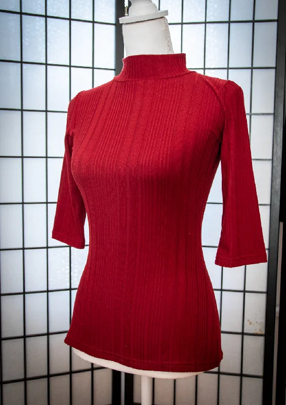 Denise Top 3/4 Sleeve - Brick Rib Knit Feminine Women's Style 
