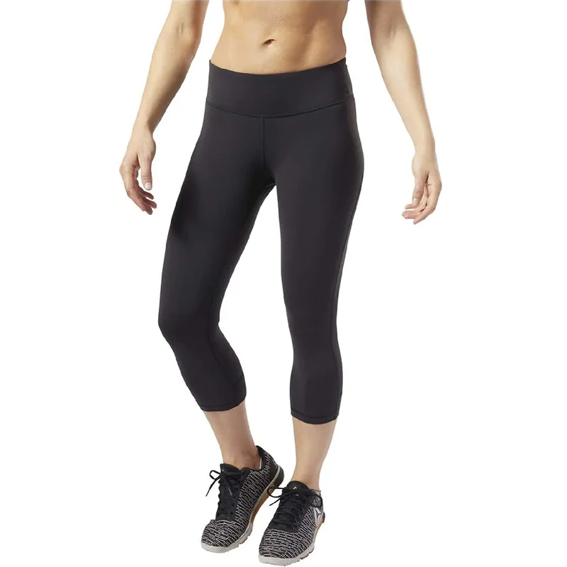 Reebok Womens One Series Lux 3/4 Tights Yoga Pants, Black, Medium Disco