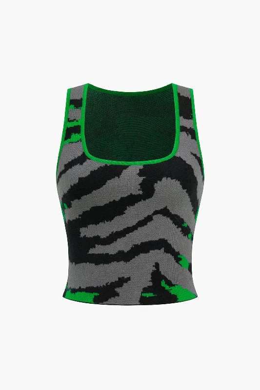 Contrast Knit Tank Top Traditional Women's Wool