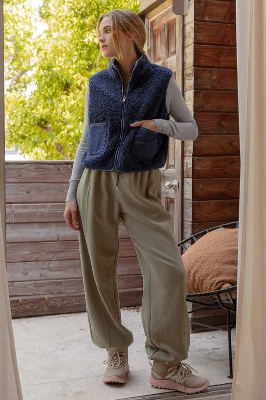 Fair Well Fleece Zip Up Vest Monochromatic All - in - one