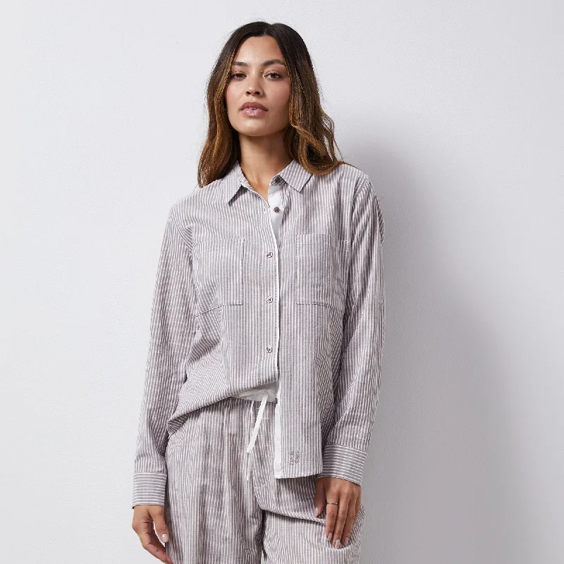 Stripe Poplin Relaxed Shirt Laid - back Women's Style