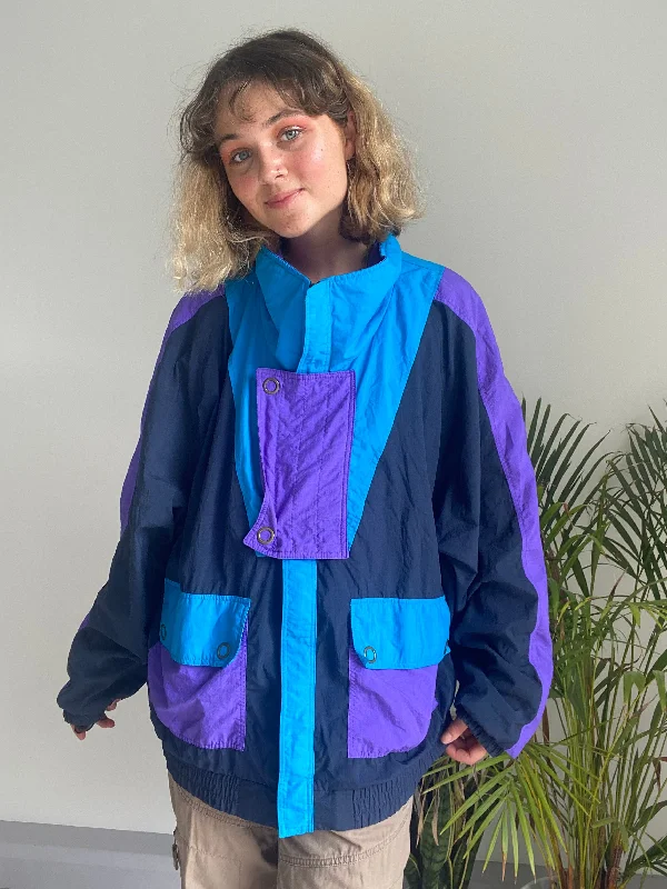 Vintage Blue and Purple Sports Jacket (XL) Refined Women's Velvet