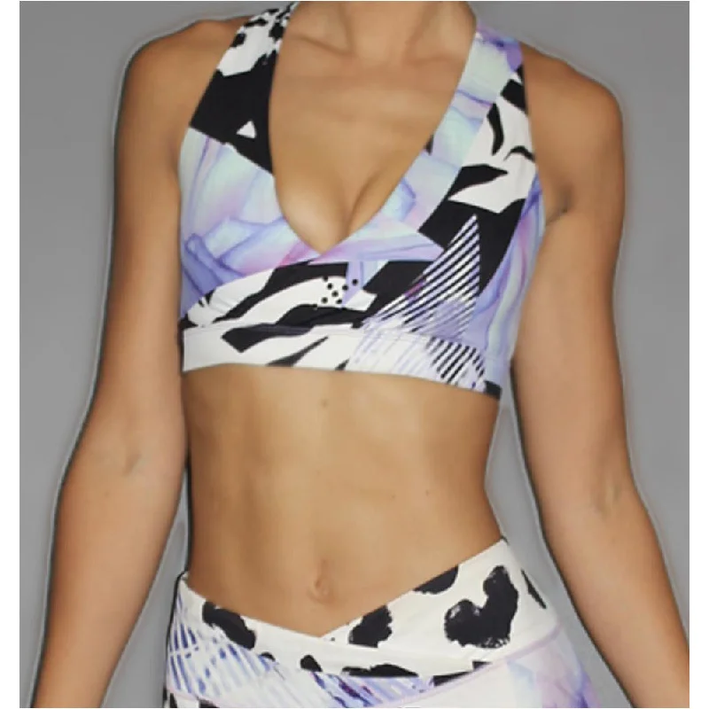 Floral Patchwork Print Sports Bra Street