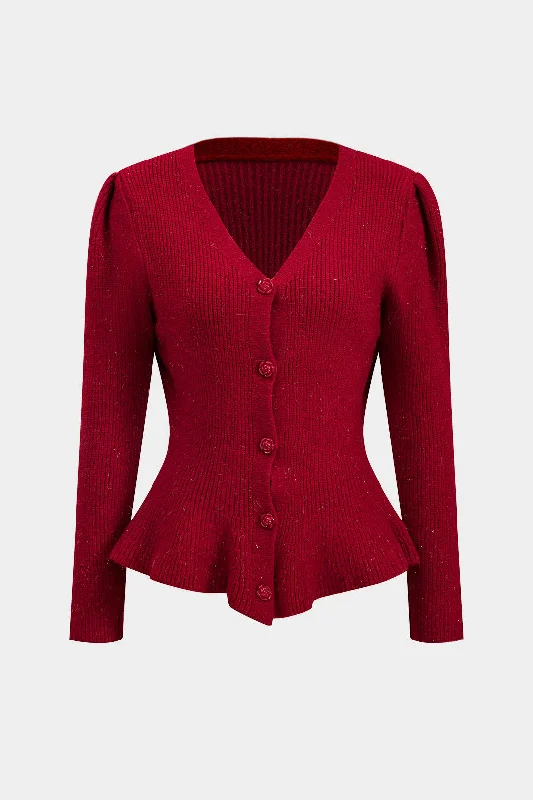 Sweater Button V-Neck Long-Sleeve Top Luxurious Women's High -  end