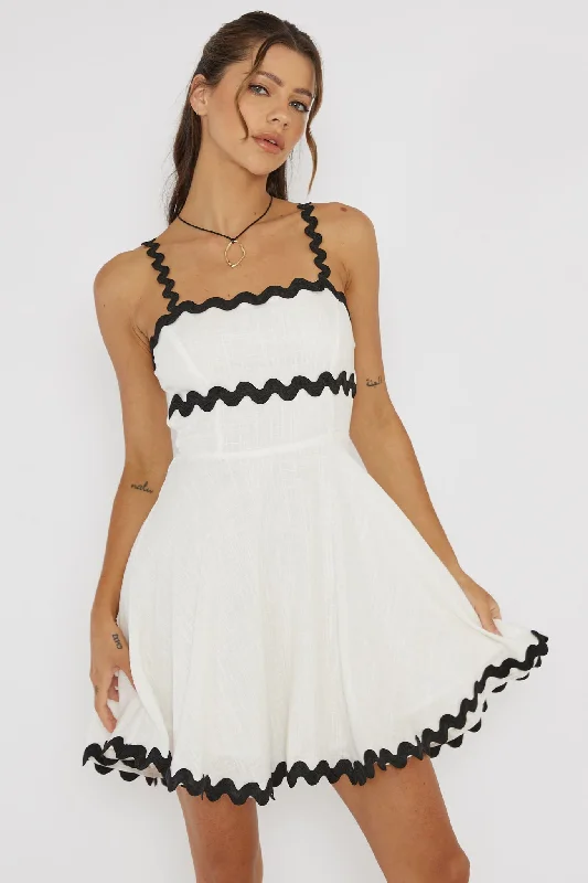 Won Me Over Ric Rac Trim Mini Dress White Cool Women's Skate
