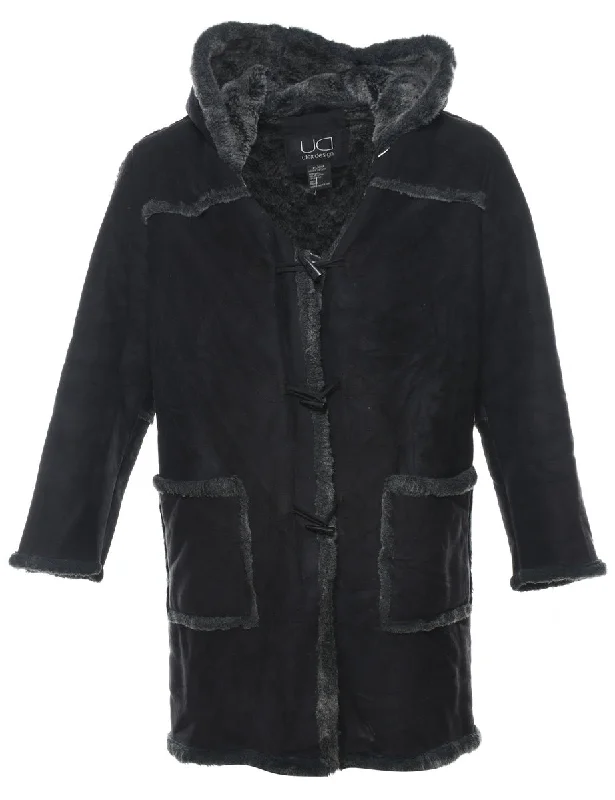Hooded Black Coat - XL European