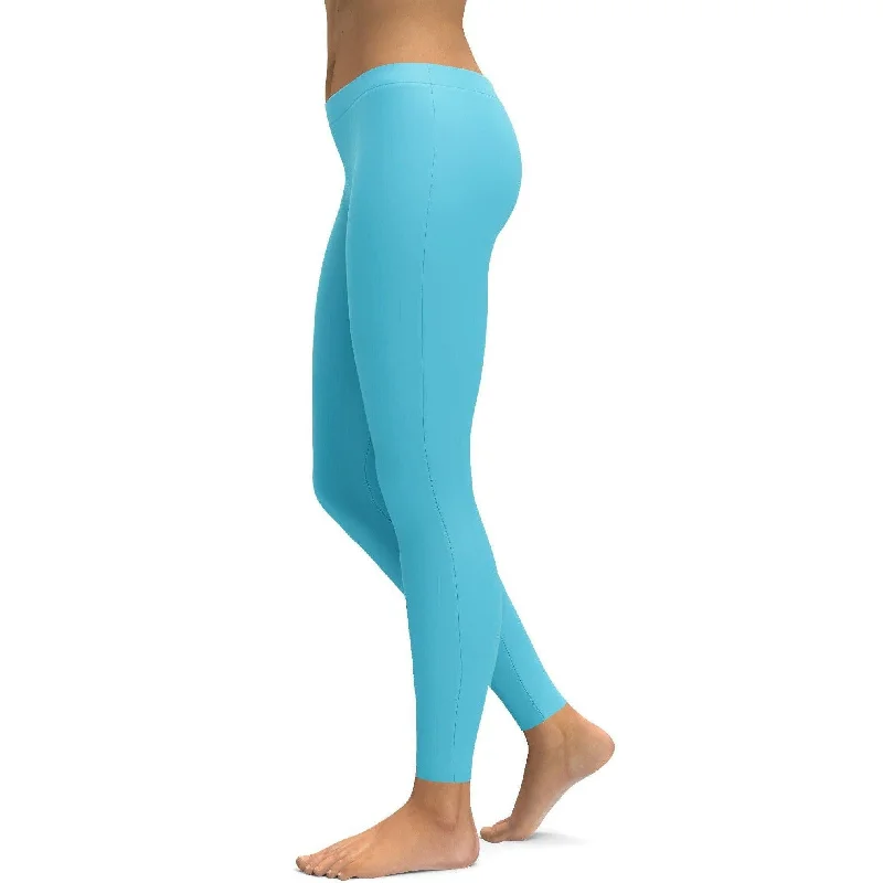 Solid Baby Blue Leggings Vacation