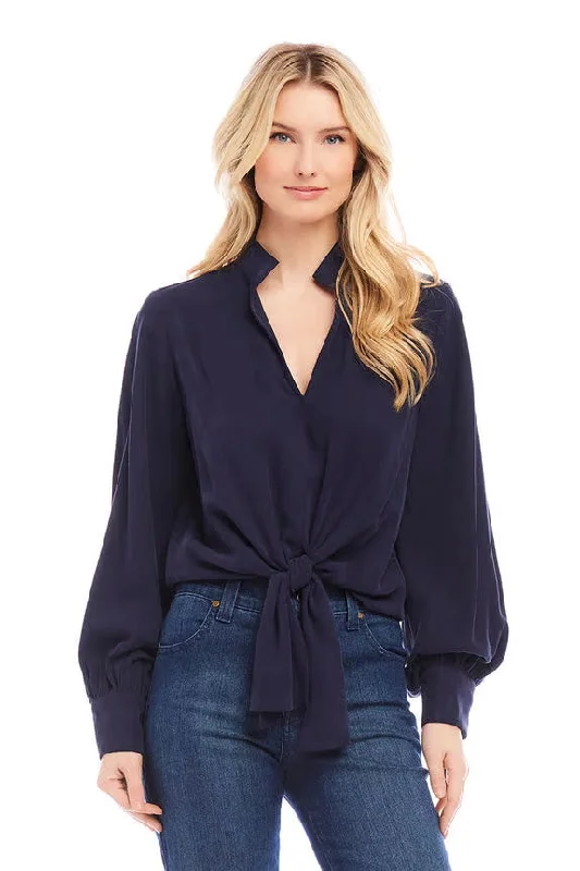 Karen Kane Tie Front Blouse Sporty Women's Athleisure 