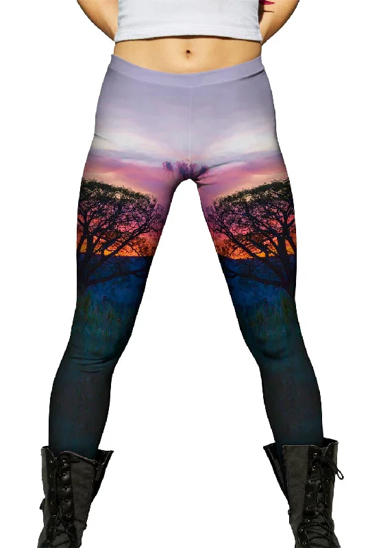 Tree In Silhouette At Sunset Youthful Women's Pop
