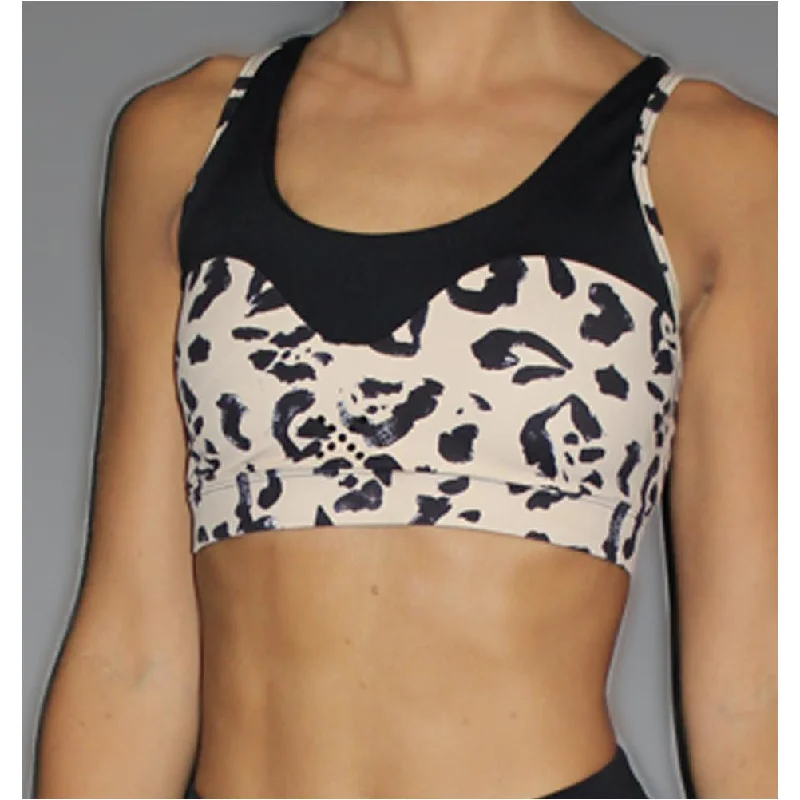 Nude Leopard Print Sports Bra Luxurious Women's High -  end