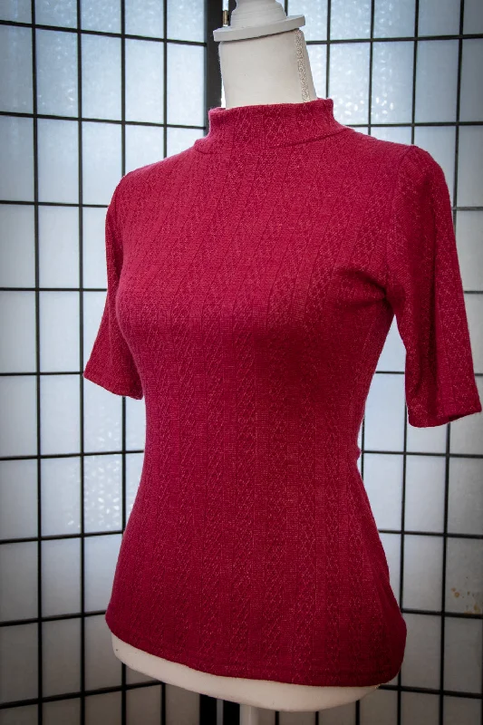 Denise Top - Pointelle Sweater, Merlot Streetwear Style for 