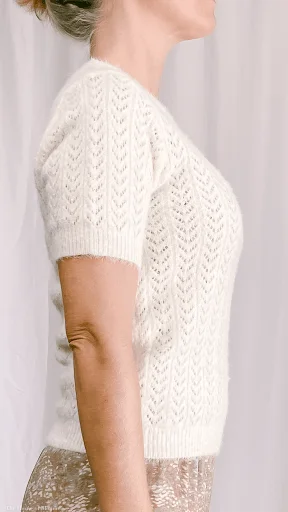 Eliora Short Sleeve Pointelle Eyelash Sweater Casual Women's Loose - fitting
