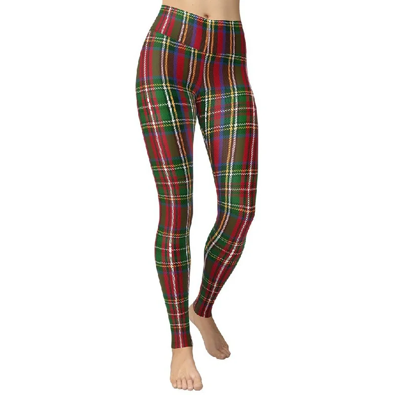 Tartan Christmas Yoga Leggings Athletic Women's High - 