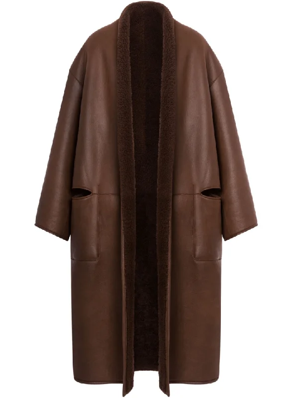 reversible long coat in brown Bold Women's Animal Print