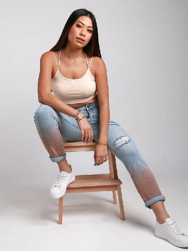 Jeans bicolore destroy Artistic Women's Avant - 