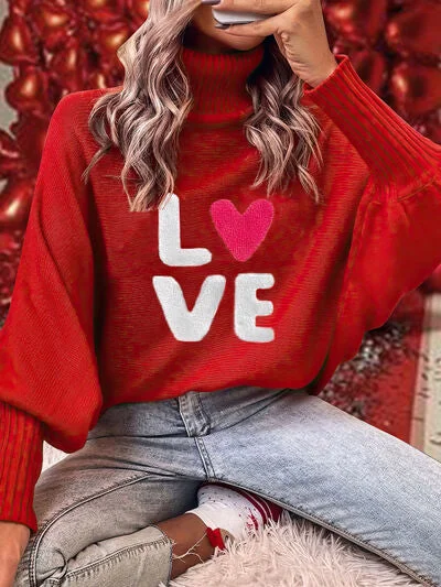 LOVE Turtleneck Batwing Sleeve Sweater purpose