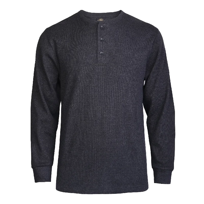 KNOCKER MEN'S WAFFLE-KNIT THERMAL HENLEY SHIRT (MHS100_CH/GR) Casual Women's Loose - fitting KNOCKER MEN'S WAFFLE-KNIT THERMAL HENLEY SHIRT (MHS100_CH/GR) Casual Women's Loose - fitting