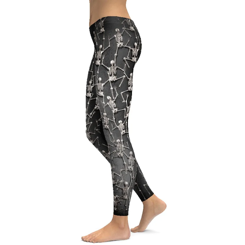 Tiny Skeletons Creeping Up Leggings Hip Women's Retro