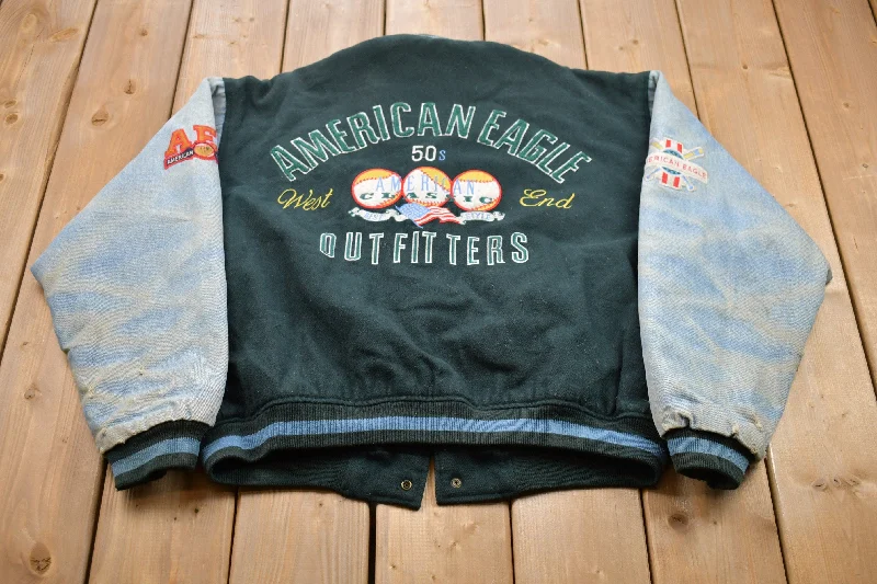 Vintage 1990s American Eagle Outfitters Wool Bomber Jacket Bold Women's Statement