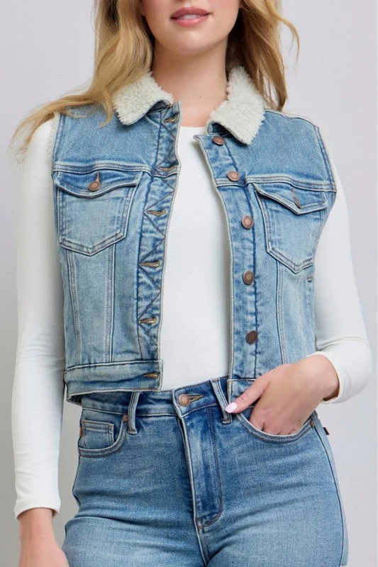 Act Like It Shearling Lined Denim Vest Gym