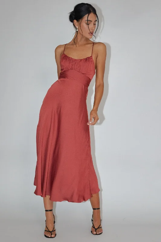 Linka Cami Strap Midi Dress Chocolate Edgy Women's Punk