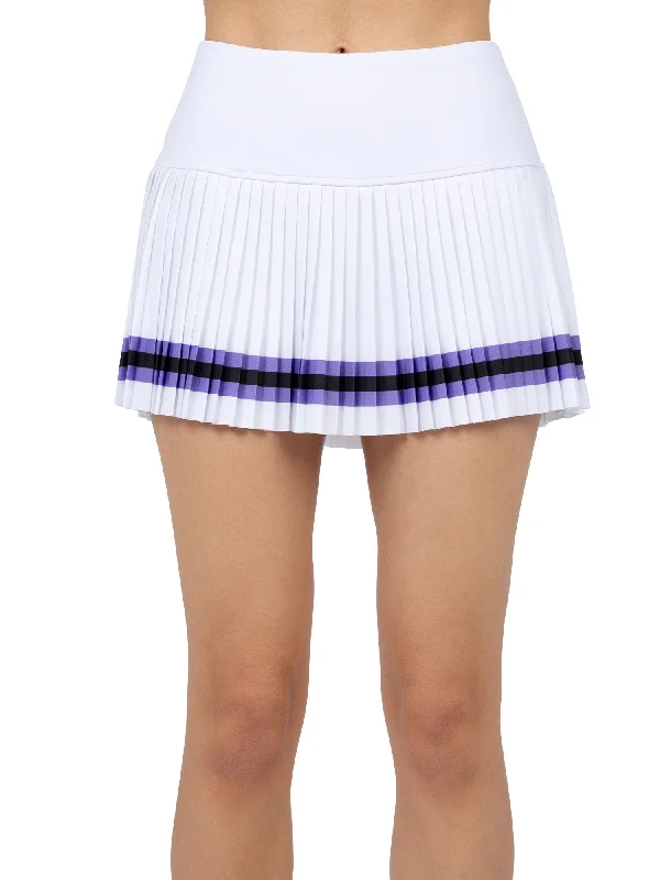 Harper Pleated 13 1/2" Skirt - White/Lavender Combo Sustainable Organic