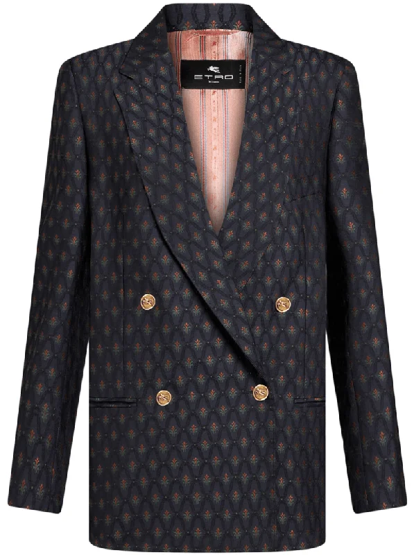 Double-breasted  jacquard blazer Cashmere