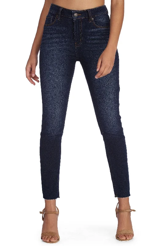 High Rise Skinny Cropped Jeans Minimalist Women's Casual