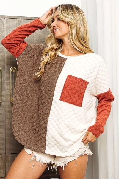 BiBi Color Block Brushed Checker Top French