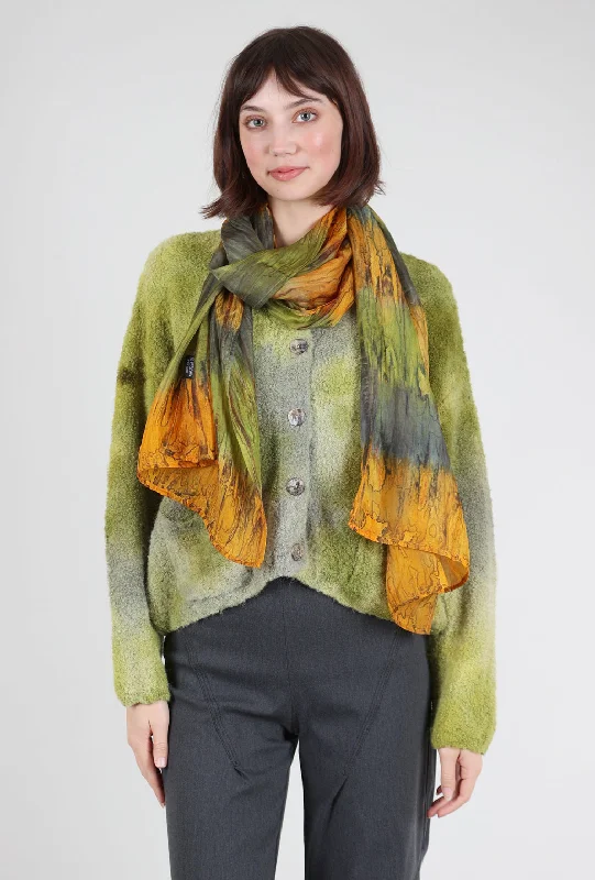 Yume Shibori Silk Scarf, Green Multi Modern Women's Tech