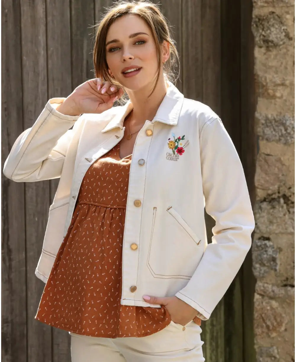 Maternity jean jacket Romy beige Compression