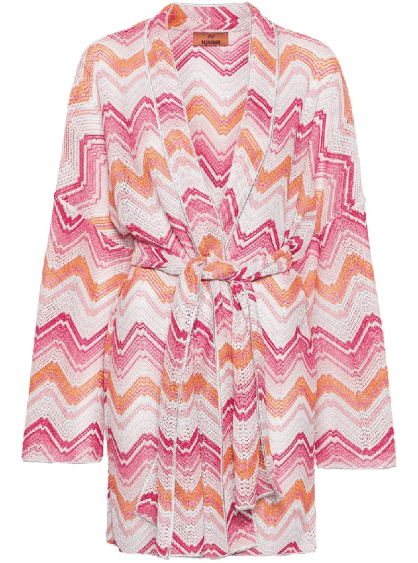 Metallic crochet-knit pink kaftan Cozy Women's Sherpa - lined