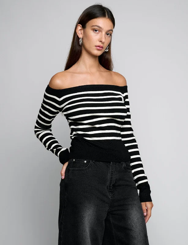 Marcel Stripe Off The Shoulder Top Compression
