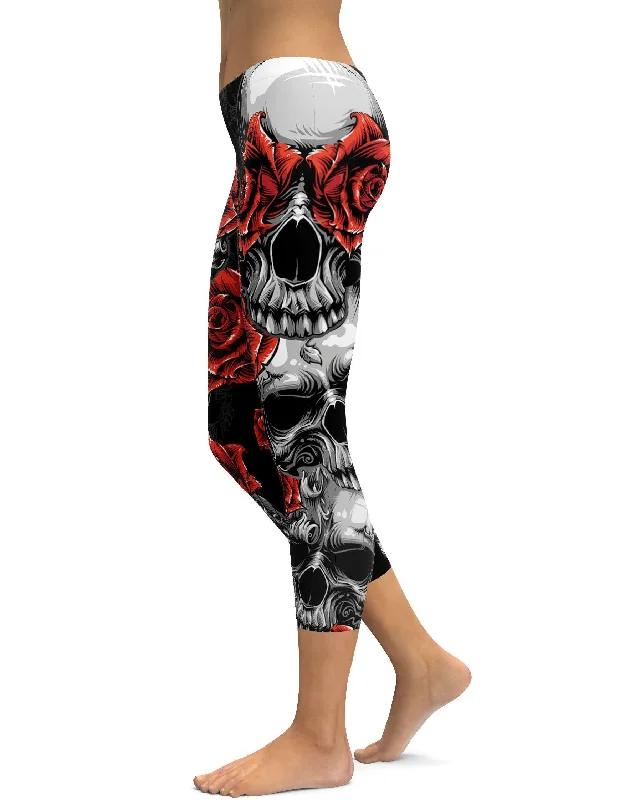 Skulls and Roses Capris Traditional Women's Wool