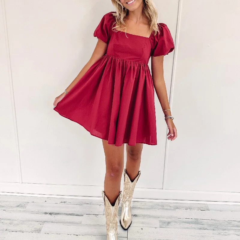 Juliette Dress - Burgundy Cozy Women's Sherpa - lined