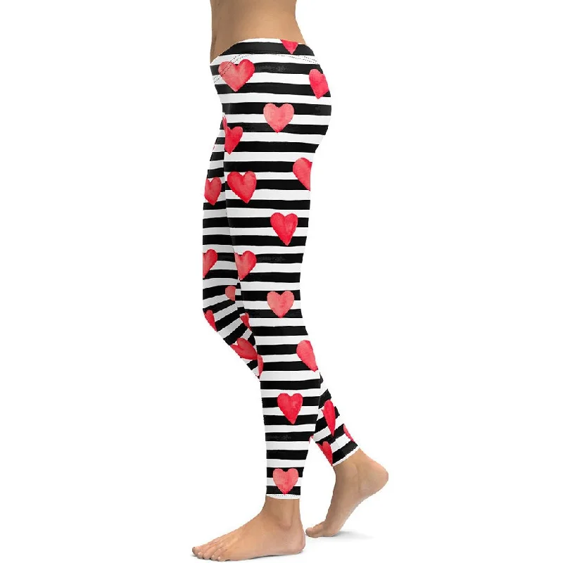 Stripes & Hearts Leggings Laid - back Women's Vibe