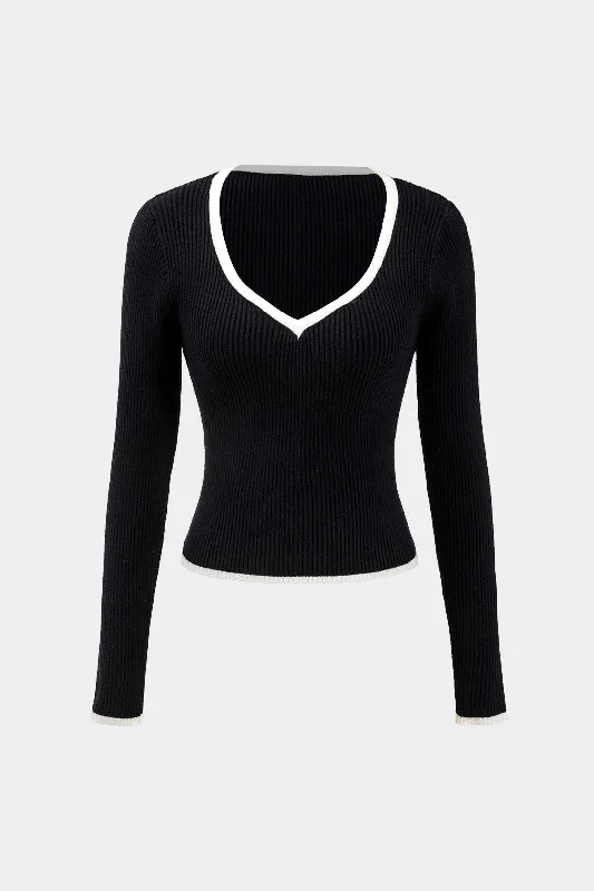 Knit V-Neck Long-Sleeve Top Adventure