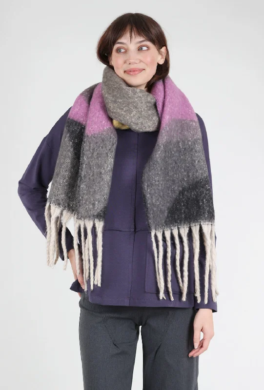 Brushed Oversized Geo Color Block Scarf, Purple/Black Confident Women's High - fashion