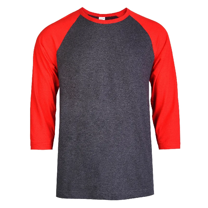 TOP PRO MEN'S 3/4 SLEEVE BASEBALL TEE (MBT001_RED/C.GR) Athletic Women's 