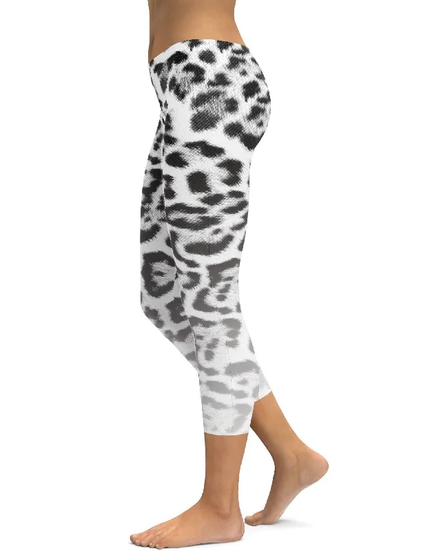 Ombre Snow Leopard Skin Capris European