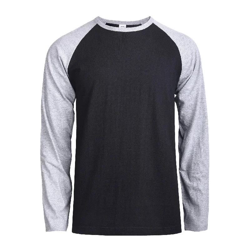 TOP PRO MEN'S LONG SLEEVE BASEBALL TEE (MBT002_H.GR/BLK) Rugged Women's Outdoor 