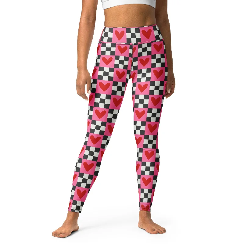 Checkered Romance Yoga Leggings Practical Women's Multi - 