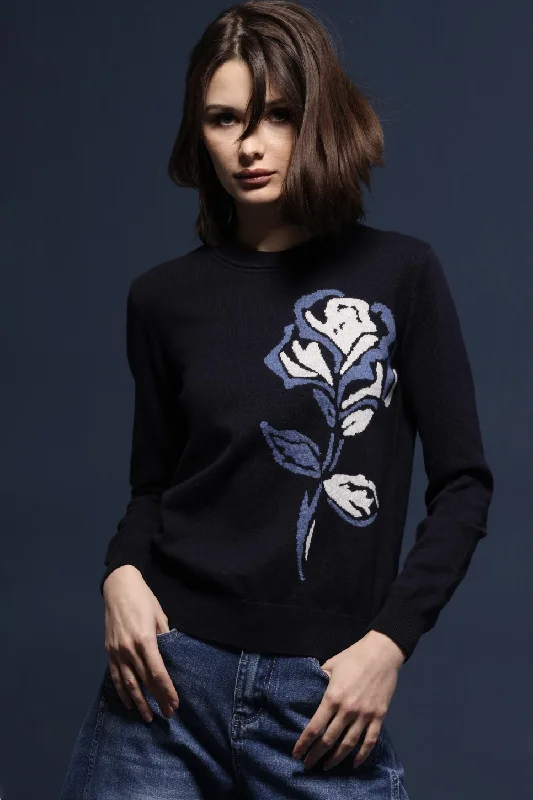 Minnie Rose Crew Neck Rose Sweater Edgy Women's Punk
